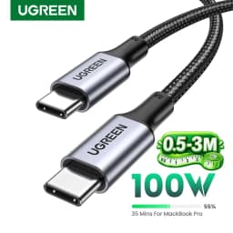 كابل UGREEN PD100W من نوع USB-C إلى USB-C لأجهزة iPhone Duo 18Pro 17 وسامسونج S26 25 وآيباد واللابتوب، سلك شحن سريع 5A مع شريحة E-Marker