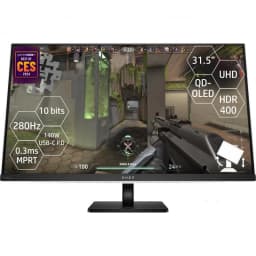 اتش بي اومن ترانسيند 31.5 بوصة، شاشة ألعاب، أوليد، 4K الترا اتش دي، 240 Hz، 0.03 مللي ثانية (جي تي جي)، واط 3 × 4) مكبرات صوت رباعية مدمجة)، أبيض/أسود