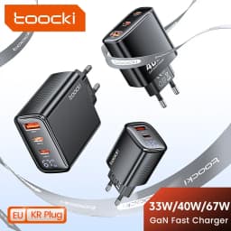 شاحن توكي GaN USB-C بقوة 33 واط/67 واط مع شاشة رقمية، شحن سريع PD QC بقوة 40 واط، شاحن هاتف من النوع C لأجهزة آيفون 17 و16 و15 وسامسونج وشاومي