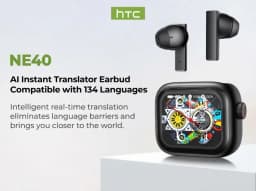 سماعات أذن HTC NE40 بتقنية البلوتوث V6، سماعات رياضية لاسلكية، مزودة بتقنية الترجمة الذكية، مع ميكروفون لتقليل الضوضاء، وشاشة فائقة الدقة.