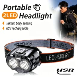 مصباح رأس LED قوي مقاوم للماء IPX4، كشاف طوارئ 350 لومن بتقنية XPE LED للصيد والتخييم والمشي لمسافات طويلة في الهواء الطلق
