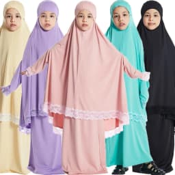 فستان حجاب للفتيات المسلمات طقم تنورة رمضان خيمار ملابس صلاة للعيد ملابس برقعة عباية رداء قفطان بقلنسوة