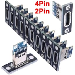 1-20 قطعة منافذ USB نوع C 3.1 بـ 2 أو 4 دبابيس، موصل أنثى، منفذ شحن وبيانات، قاعدة شحن كهربائية صغيرة مع لوحة تثبيت