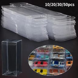 1/64 واضح سيارة لعبة مجسمة صندوق عرض PVC الغبار تخزين حامل هدية حامي حفل زفاف الديكور 10/20/30/50 قطعة