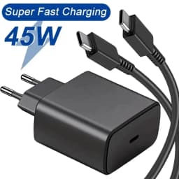 شاحن USB-C بقوة 45 واط، شاحن فائق السرعة مع كابل من النوع C لهواتف سامسونج S22 وS23 ألترا ونوت 20، محول شحن سريع للهواتف