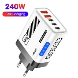 شاحن USB C من نوع GaN بخمسة منافذ، 240 واط، شاحن سريع PD، محول شحن للهواتف، شاحن حائط لأجهزة آيفون، سامسونج، شاومي، هواوي، قابس شحن سريع.