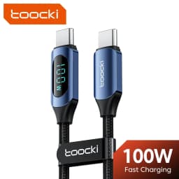 Toocki 100 واط نوع C إلى نوع C كابل PD شحن سريع شاحن USB C إلى USB C عرض كابل لماك بوك باد سلك بيانات