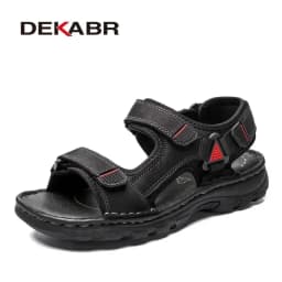 DEKABR حجم 48 الذكور الصنادل الجلدية الأصلية الصيف حذاء رجالي غير رسمي عطلة أحذية الشاطئ موضة في الهواء الطلق عدم الانزلاق أحذية رياضية