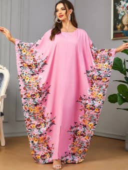 فستان نسائي مطبوع بأكمام طويلة ، عيد ، إسلامي ، رمضان ، عباية ، مغربي ، قفطان ، دبي ، جلابية ، حفلة ،