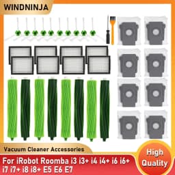 ملحقات المكنسة لـ iRobot Roomba i3 i3 + i4 i4 + i6 i6 + i7 i7 + i8 i8 + E5 E6E7 كيس لجميع الغبار فلتر HEPA جزء فرشاة الأسطوانة الرئيسية