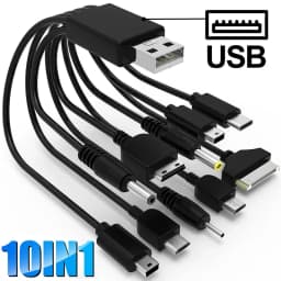 10In1 USB إلى كابل USB متعدد المنافذ كابل شحن الهاتف العالمي متعدد الرؤوس كابل شحن الحبل لشاحن الهاتف سامسونج نوكيا