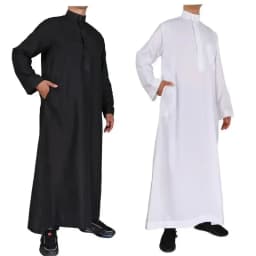 قفطان رجالي كاجوال فضفاض مسلم ثوب جوبا ديشداشة ثوب فستان إسلامي عباية عربية لون عادي