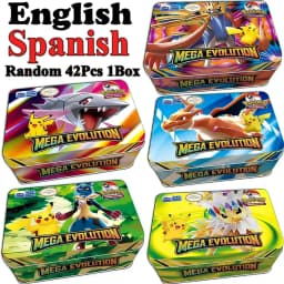 مجموعة ميجا إيفولوشن 42 قطعة من بطاقات بوكيمون، ألعاب قتالية، صندوق بوكيمون من سلسلة Lost Origin مع بطاقات ألعاب بوكيمون أنمي للأطفال