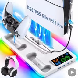 حامل ألعاب لوحدة التحكم Sony PS5، محطات تشغيل بلاي ستيشن PS 5 Slim Pro، حامل قاعدة دعم، مروحة تبريد، ملحقات ألعاب RGB