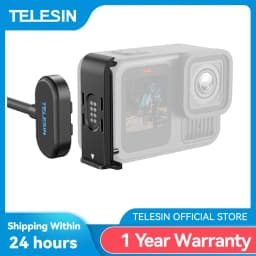 غطاء شحن مغناطيسي مقاوم للماء من TELESIN مع كابل شحن جانبي لـ Gopro Hero 9 10 11 12 13، غطاء منفذ شحن من نوع Type-C سهل الإزالة