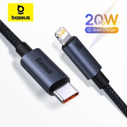 Baseus كابل USB آيفون 13 12 11 برو ماكس آيفون كابل يو اس بي شحن سريع آيفون X XR 8 USB نوع C إلى كابل البرق