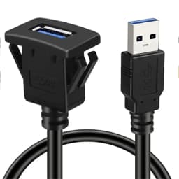 كابل تمديد USB 3.0 ذكر إلى أنثى AUX للتركيب على لوحة القيادة، مقاوم للماء، بطول 1 متر، للسيارات والشاحنات والقوارب والدراجات النارية