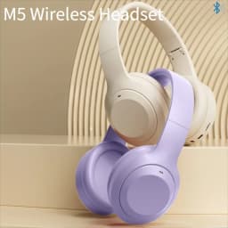 سماعات رأس لاسلكية HIFI ستيريو M5 بتقنية بلوتوث 5.3، سماعات رياضية للألعاب تدعم بطاقة TF/AUX مع خاصية تقليل الضوضاء