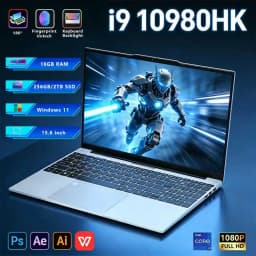 لابتوب ألعاب بمعالج Intel I9-10980HK وذاكرة وصول عشوائي 16 جيجابايت وقرص صلب SSD بسعة 1 تيرابايت ونظام تشغيل Windows 11 Pro، مناسب للعمل والدراسة، كمبيوتر محمول