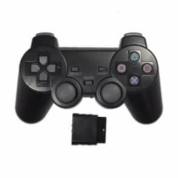 وحدة تحكم ألعاب شفافة ملونة لجهاز PS2، جهاز تحكم لاسلكي بتردد 2.4 جيجاهرتز مع خاصية الاهتزاز، متوافق مع بلايستيشن 2