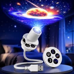 إضاءة السماء المرصعة بالنجوم تعمل عبر USB بزاوية 360 درجة ° مصباح ليلي دوار بتأثير الإسقاط الضوئي، إضاءة ليلية إبداعية بتقنية LED لغرفة النوم، مصباح ليلي بتأثير القمر والنجوم