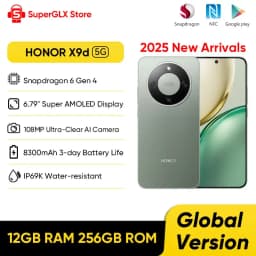 الإصدار العالمي للهاتف الذكي HONOR X9d 5G مقاس 6.79 بوصة شاشة AMOLED مضادة للسقوط 120 هرتز 108 ميجابكسل كاميرات AI مزدوجة بطارية 8300 مللي أمبير في الساعة 66 وات NFC IP69K