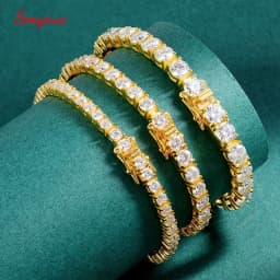 Smyoue 18k مطلية بالذهب مويسانيتي سوار للتنس للنساء 3/4/5 مللي متر كلاسيكي 925 فضة معتمد سوار لسلسلة رجالية