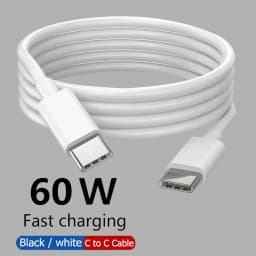 PD 60 واط USB C إلى USB نوع C كابل سريع الشحن كابل بيانات آيفون 15 15Pro هواوي سامسونج شاومي خط البيانات أسود أبيض 1 متر 2 متر 3 متر