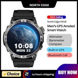 NORTH EDGE GPS الرياضة ساعة ذكية 1.43 ''Amoled عرض AOD ساعة رجالي بلوتوث دعوة الارتفاع بارومتر البوصلة IP68 مقاوم للماء