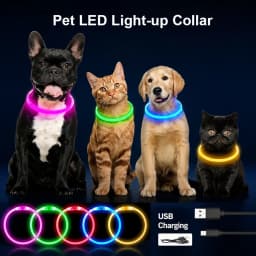 طوق مضيء للكلاب قابل للشحن عبر USB، أطواق للقطط والكلاب بثلاثة أوضاع، طوق LED قابل للفصل للرؤية الليلية، طوق لمنع فقدان الكلاب، إكسسوارات للحيوانات الأليفة
