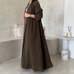 عبايات نسائية إسلامية من الشرق الأوسط قفطان إسلامي فساتين ماكسي غير رسمية كم كامل جلباب عربي مفتوح من الأمام عباية + حجيب 2 قطعة