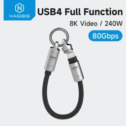 Hagibis كابل USB4 قصير سلسلة مفاتيح محمولة C إلى C كابل الحبل نوع-C كابل 240 واط 80 جيجابت في الثانية ل Thunderbolt 4/5 آيفون 17 برو SSD