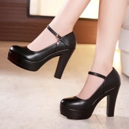 أحذية نسائية بكعب عالٍ سميك 8-10-12 سم، مقاسات صغيرة 32-43، أحذية منصة ضحلة للمكتب وفساتين الزفاف، موديل 2026
