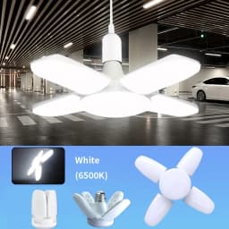 مصباح LED قابل للطي على شكل مروحة E27 بـ40 لمبة، يعمل بجهد 220/110 فولت، قابل للتشكيل لإضاءة السقف المنزلي والمستودعات والمرائب، ضوء أبيض 6500 كلفن