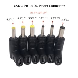 USB C PD إلى تيار مستمر موصل الطاقة العالمي 5 فولت 9 فولت 12 فولت 15 فولت 19 فولت TypeC إلى تيار مستمر جاك التوصيل محول الشحن محول لمروحة جهاز التوجيه اللوحي