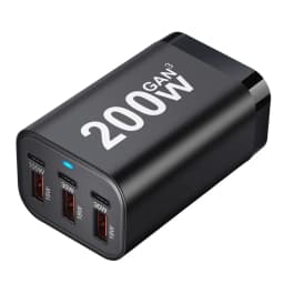 USB C سريع 200 واط 6 منافذ شحن سريع GaN شاحن محول الطاقة لسلسلة iPhone 14/13/12، سامسونج جالاكسي S23/S22/S21