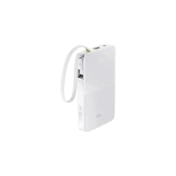 بطارية بيسوس متنقلة بقدرة 10000ملي امبير بقوة 22.5 واط مع سلك تايب سي مدمج وشاشه رقمية ومنفذ يوا اس بي وتايب سي - ابيض