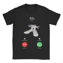 تي شيرت نسائي بياقة دائرية بتصميم Fih Meme Fish Calling (Fih Is Calling) مطبوع بشكل مميز، مسامي، بأكمام قصيرة، كاجوال، بتصميم هاراجوكو، ذو طابع جمالي.