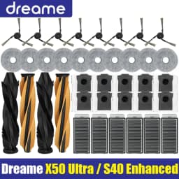 Dreame X50 Ultra / S40 طبعة محسنة أجزاء المكنسة الكهربائية الأسطوانة الرئيسية فرشاة جانبية فلتر Hepa ممسحة القماش كيس لجميع الغبار