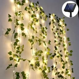 50/100LED أضواء الجنية الخضراء مع أوراق اللبلاب الاصطناعية التي تعمل بالطاقة الشمسية تتميز بـ 8 أوضاع لتزيين حفلات الزفاف وأعياد الميلاد