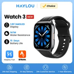 ساعة ذكية HAYLOU 3 مع ميزة المكالمات الصوتية، شاشة AMOLED مقاس 1.85 بوصة، مراقبة صحية على مدار 24 ساعة، أكثر من 150 وضعًا رياضيًا، مقاومة للماء بمعيار 1ATM