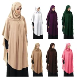 عباية متواضعة بغطاء للرأس للنساء المسلمات حجاب رمضان خيمار قطعة واحدة أميرة صلاة عربية علوية نقاب برقع قمصان طويلة
