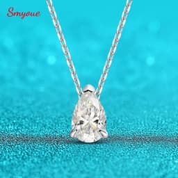 Smyue معتمد 1CT 2CT الكمثرى قطع D VVS1 مويسانيتي قلادة للنساء 18 كيلو مجوهرات مطلية بالذهب 100% فضة 925 قلادة