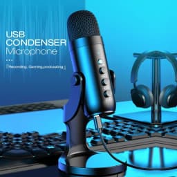 ميكروفون USB من Haomuren لأجهزة الكمبيوتر الشخصي Mac لتسجيل ألعاب البث، وميكروفون مكثف للكمبيوتر مع مخرج سماعة الرأس ومحول الهاتف