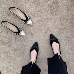 أحذية نسائية أنيقة جديدة رائجة ومريحة بمقاسات كبيرة للربيع/الخريف، أحذية ماري جين أنيقة مدببة مع فيونكة مثيرة للحفلات