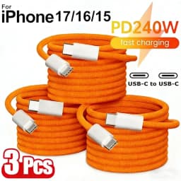 كابل شحن سريع فائق السرعة PD 240W من نوع USB-C إلى نوع C 6A لنقل البيانات للهواتف، مناسب لـ iPhone 16 و15 وسامسونج وهواوي.