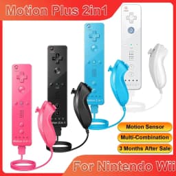 2 في 1 لجهاز تحكم نينتندو وي مع خيار إضافة ميزة Motion Plus، عصا تحكم لاسلكية مع غطاء سيليكون لألعاب الفيديو
