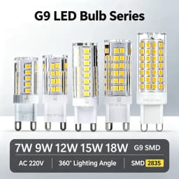 مصباح LED G9 بقوة 7 واط 9 واط 12 واط 15 واط 18 واط تيار متردد 220 فولت، لمبة LED SMD 2835 G9 بديلة لمصباح الهالوجين 30/40 واط، إضاءة منزلية مفيدة على شكل حبة الذرة.
