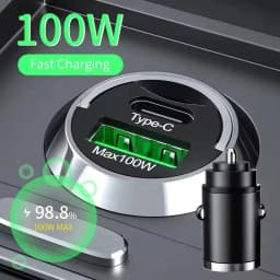 شاحن سيارة USB من النوع C بقوة 100 واط كحد أقصى، شاحن سيارة صغير سريع الشحن بمنفذين للهواتف المحمولة، مناسب لهواتف شاومي وسامسونج وهواوي