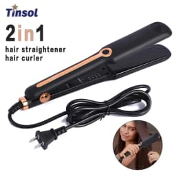 Tinsol 2 في 1 مكواة فرد الشعر مكواة تجعيد لوحة سيراميك الأيونات السالبة لوحة واسعة درجة الحرارة قابل للتعديل مكواة فرد الشعر